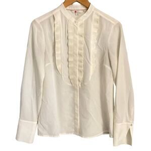 Boden Button front ruffle blouse size 4 ivory